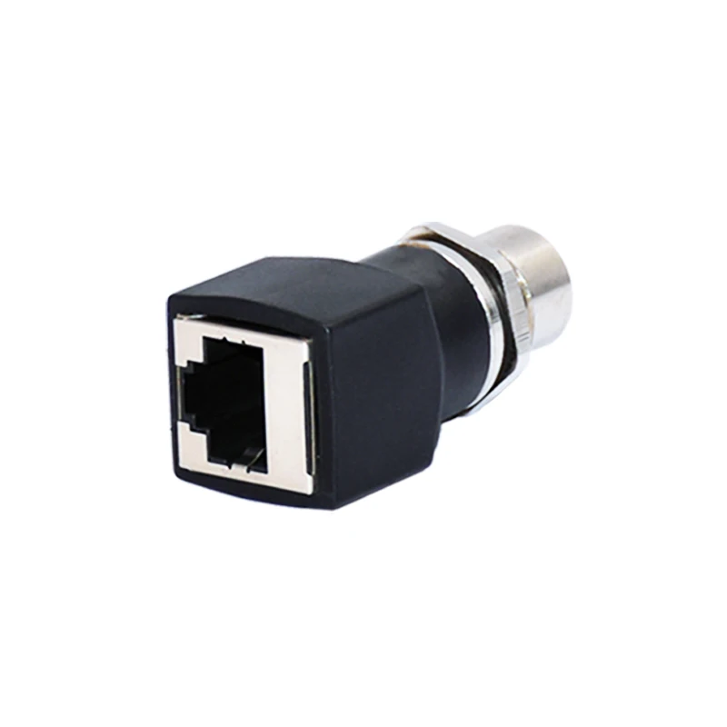 M12 Male RJ45 Straight Plastic Adapter A/D Coded 4 8 Pin M12