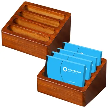 Wooden Business Card Holder Desktop Display Holder Stand for Desk Wood Name Card Organizer for Accessories Gift Office