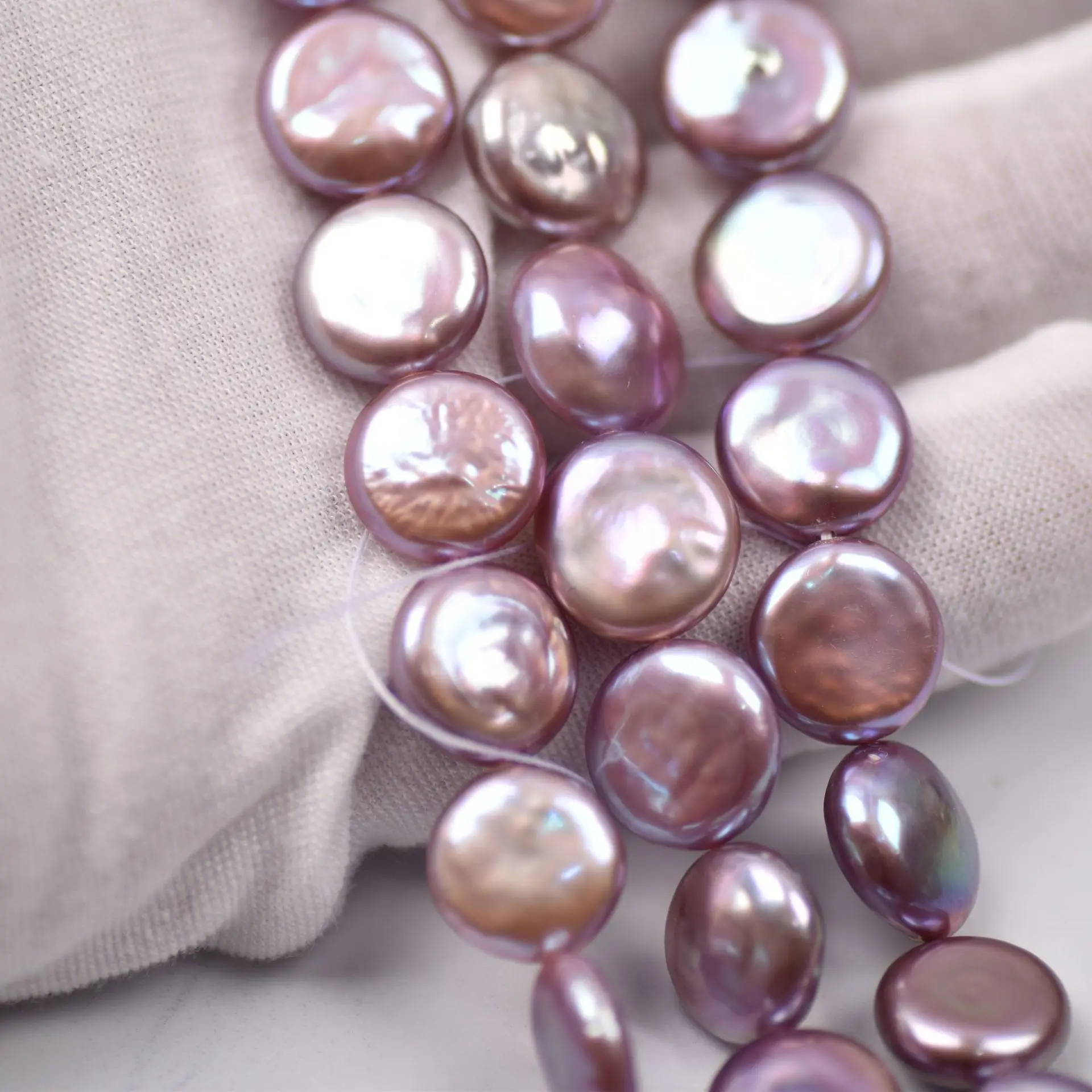 Shop 12-13mm Round Purple Pearl Button String for DIY Jewelry