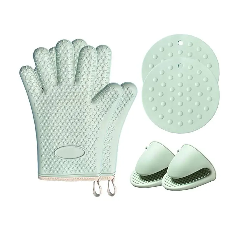 Oven Mitts, Kitchen Mitts, Kitchen Potholders Heat Resistant Mitts Silicone  Mitts Anti-Slip Gloves 