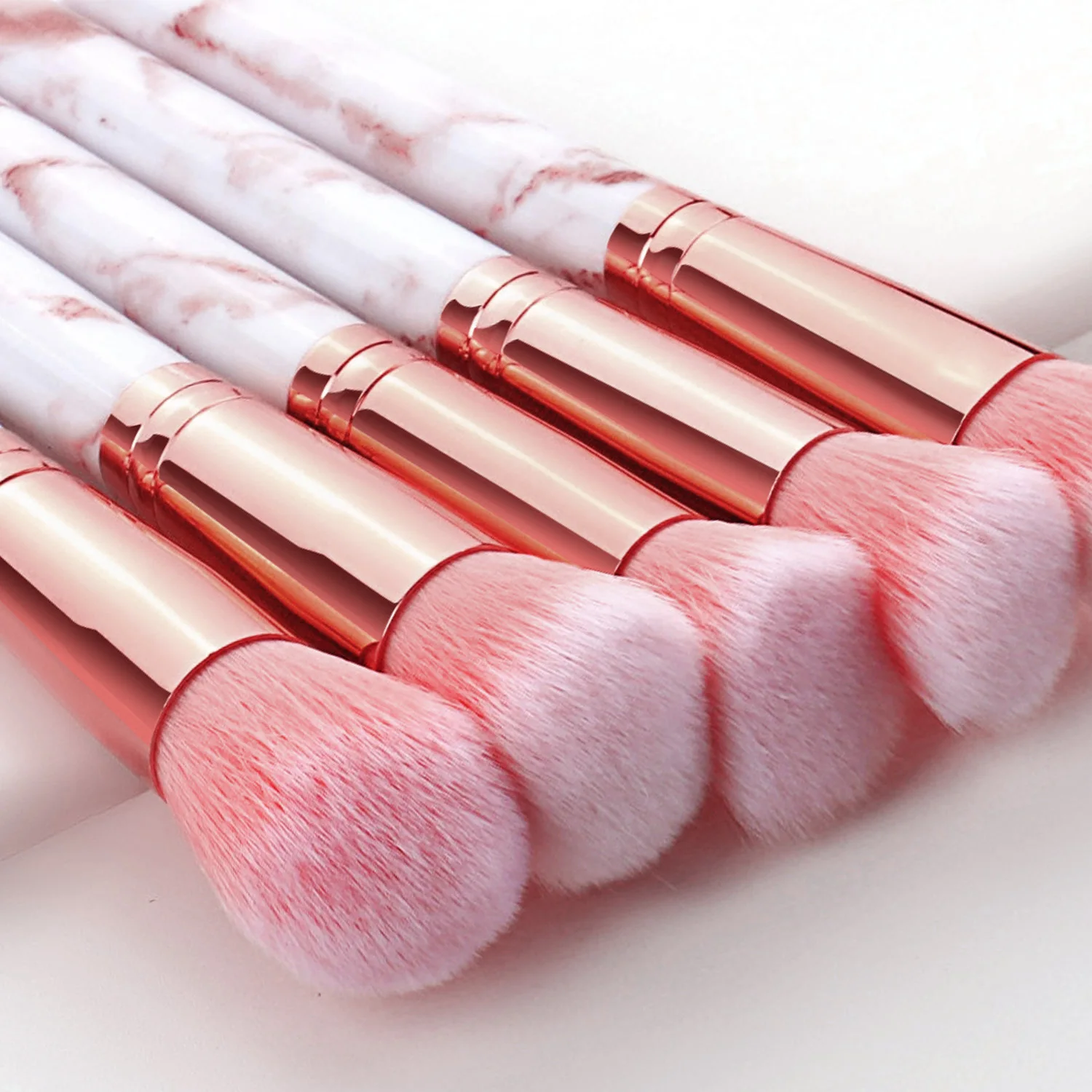 B10091 Pink Handle Private Label 10pcs Bling Makeup Brushes Set Custom