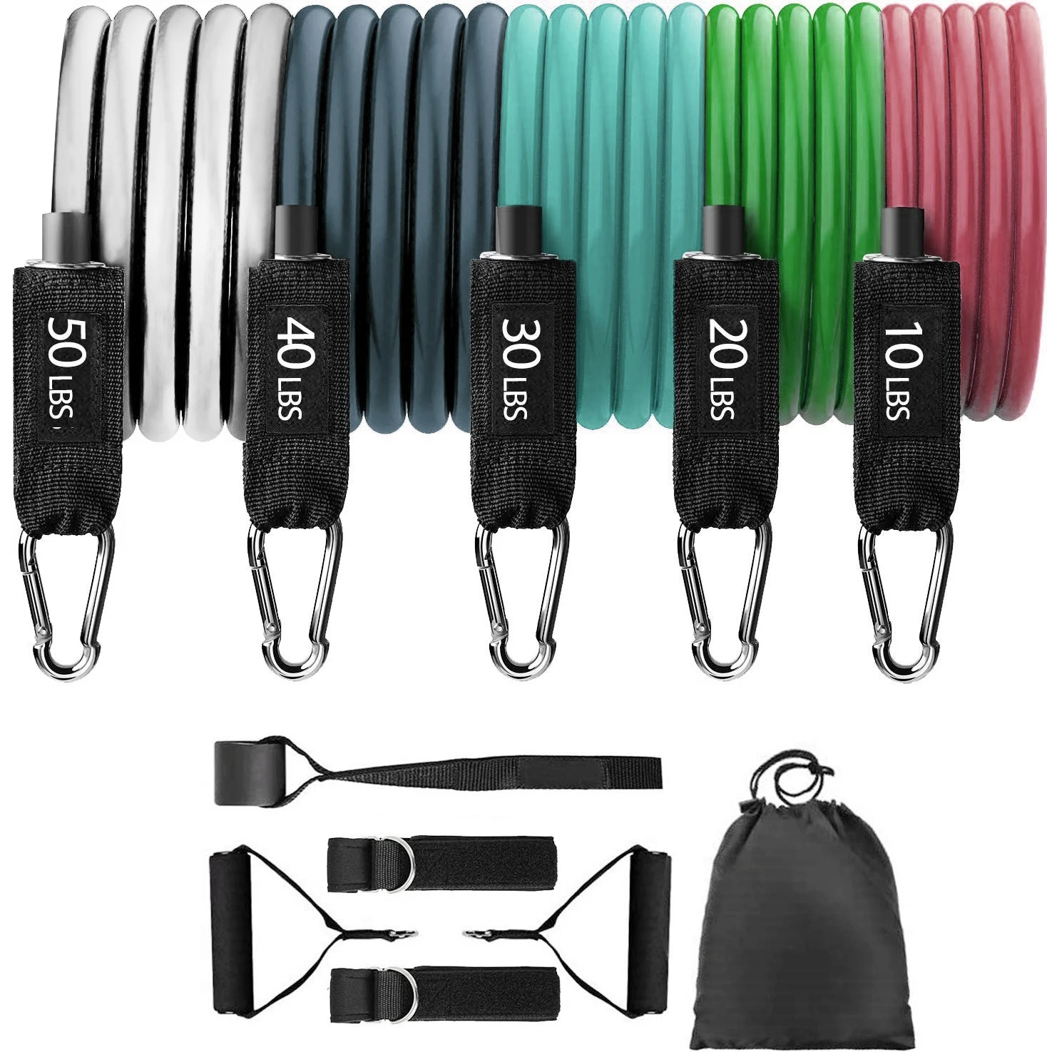 11PCS Latex Resistance Bands Set - 150LBS Stackable Exercise Tube for Full-Body Fitness | YSLATEX