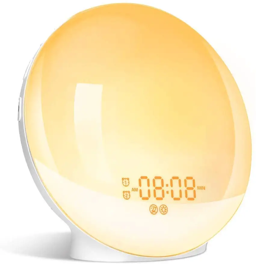 Hot Selling Wake Light Alarm Clock With Sunrise Sunset Simulation Dual Alarms Radio 7 Natural Sound Usb - Buy Wake Up Alarm Clock Sunrise Sunset Lamp Usb Charging