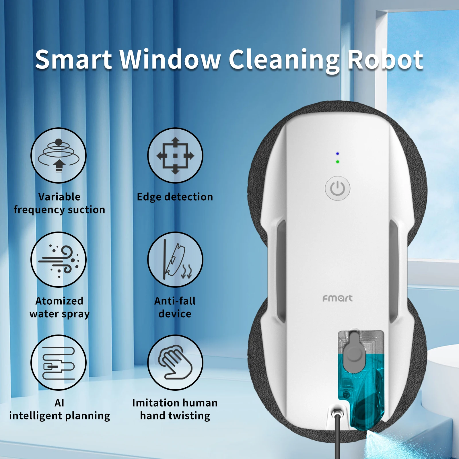 Chinese high quality smart window cleaning robot with water spray for glass cleaning