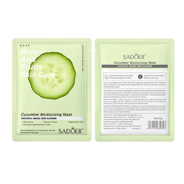 Skin Care Cosmetic Products OME ODM Cucumber Facial Sheet Natural Organic Moisturizing Face Mask Skin Care Cosmetic Products