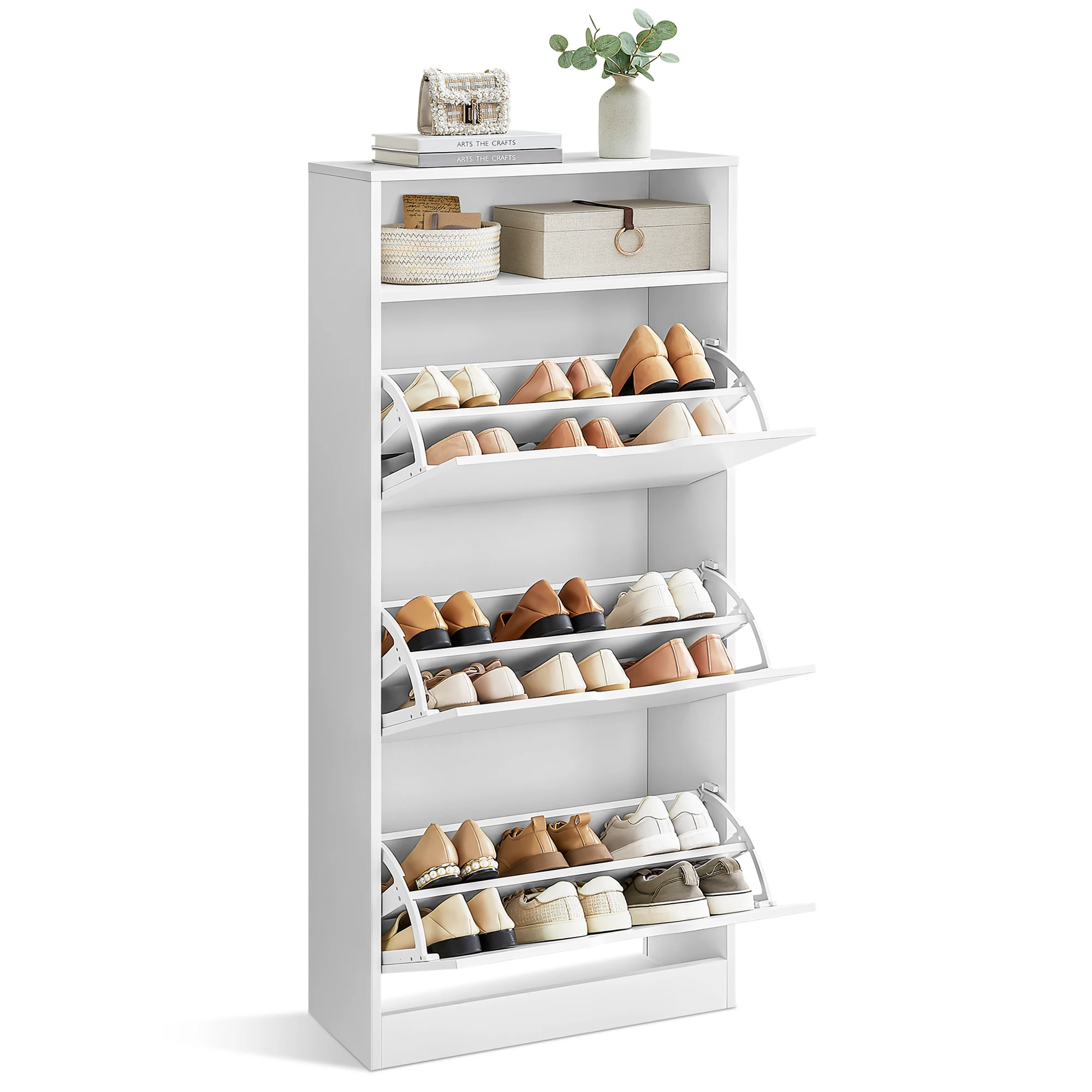 VASAGLE Living Room Furniture Nordic Modern White Shoe Rack Cabinet ...