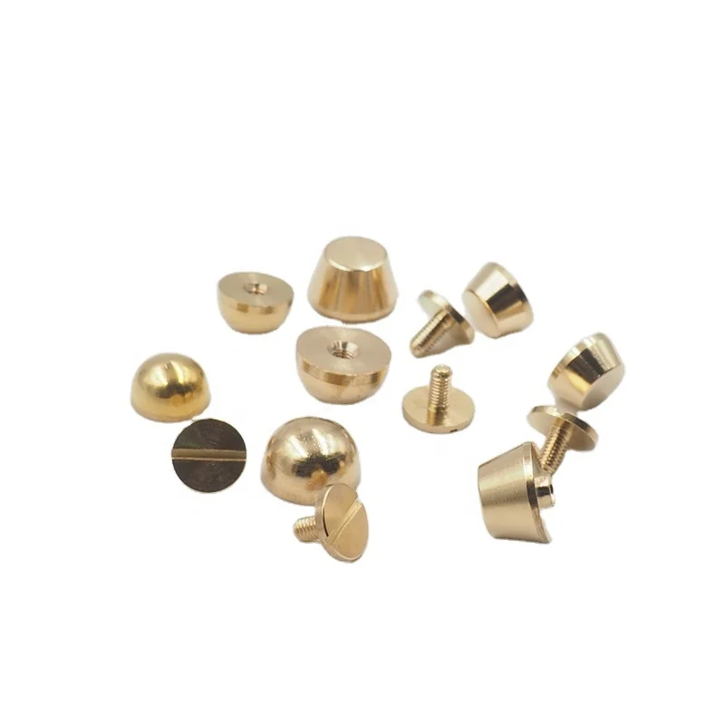 Gold Color Solid Brass Base Studs Feet Nailhead Round Stud Screw Back ...