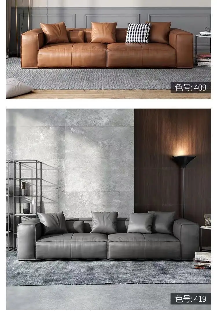 Italian living room fashion high-end leather down three people sofa custom furniture