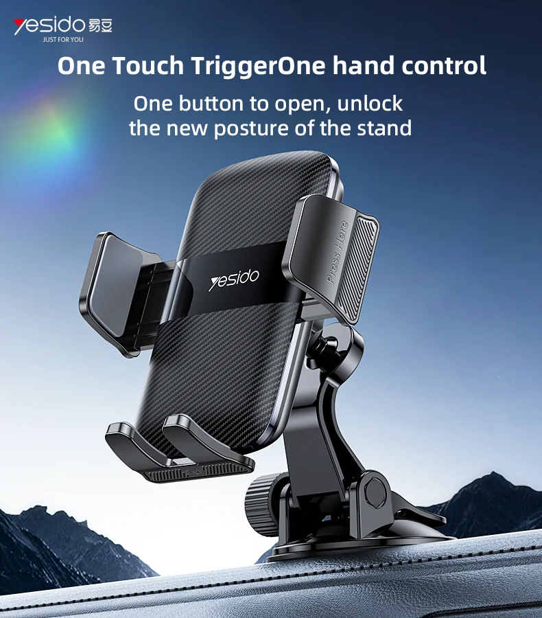 Yesido C175 ouverture à une touche 360 Angle de vision réglable Mini ventouse éjecteur Clip support pour téléphone