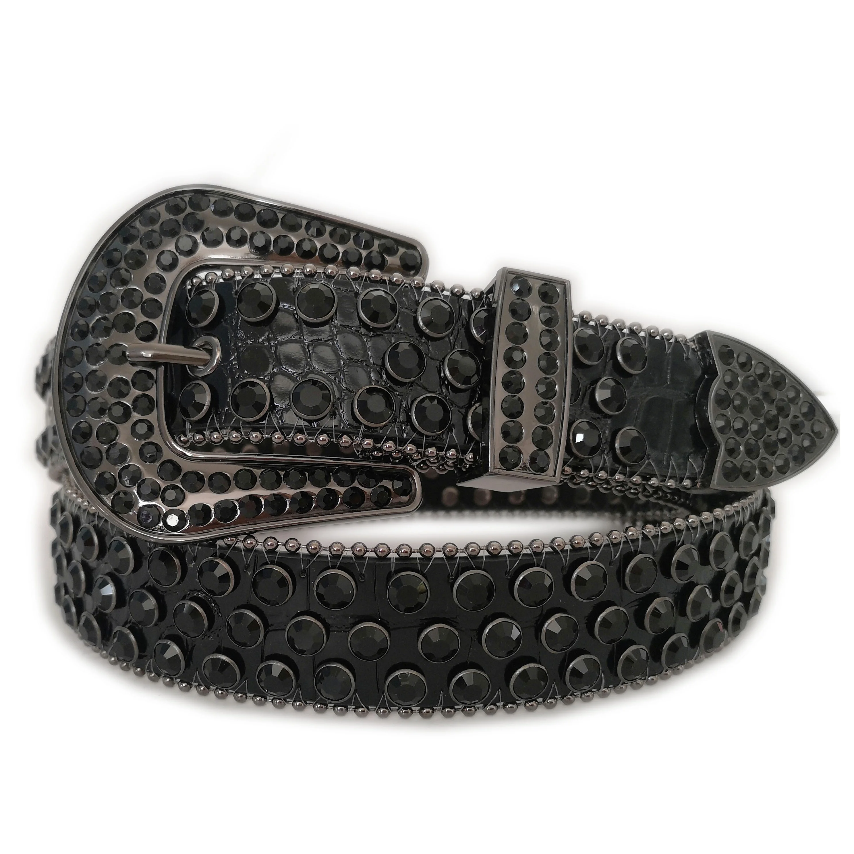 Customized Black Rhinestone Belt for Men - Full Diamond 