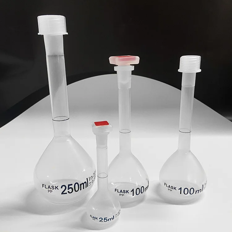 100ml Plastic Lab Volumetric Measuring Flasks with Snap Caps Measuring Flask Heatproof for Laboratory