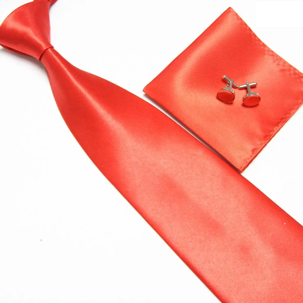 Hommes Satin 8 cm de large Cravate Mouchoir Solide Couleur Cravate Mouchoir Poche SQUARE SET
