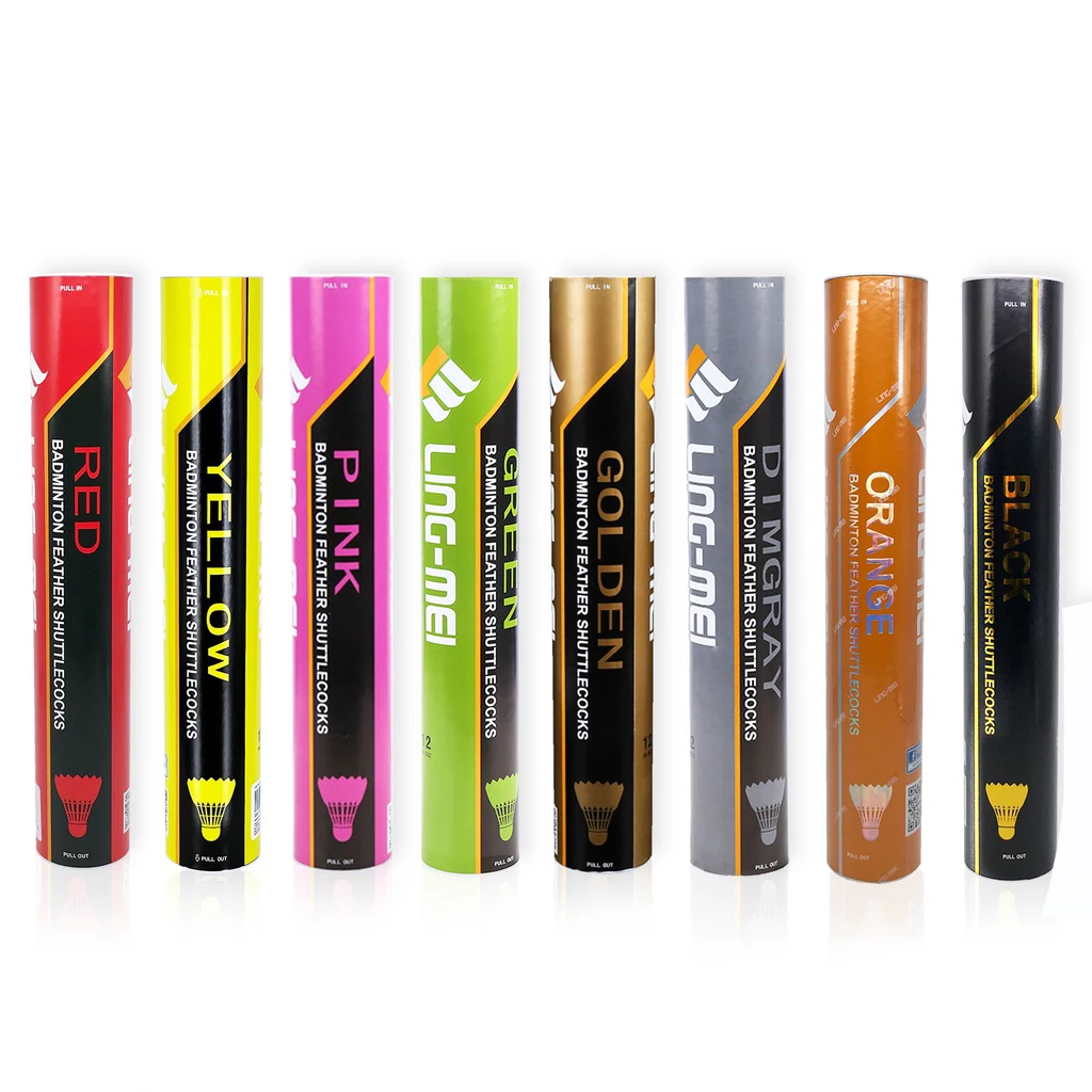 LING-MEI Golden Goose Feather Badminton Shuttlecock - 12 Pcs