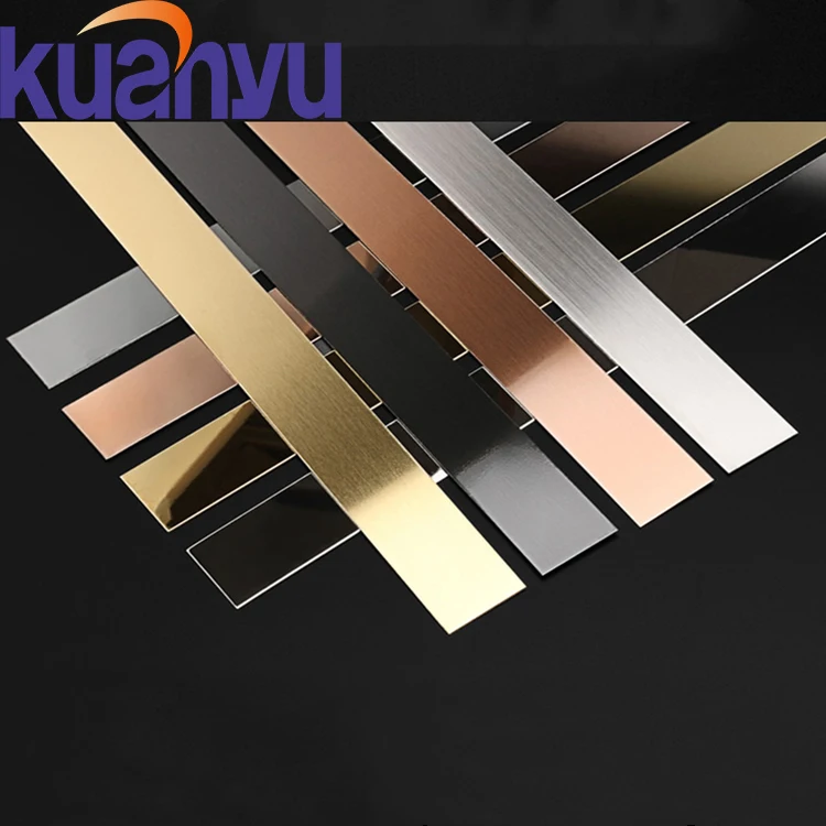 Golden Stainless Steel Flat strip Thin Decorative Metal Strips