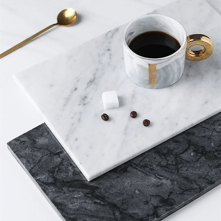 SH STONE Wholesale Natural Stone Serving Platter Plate Tray Custom Design Handcraft White Marble Decor Cheese Cutting Chop Board