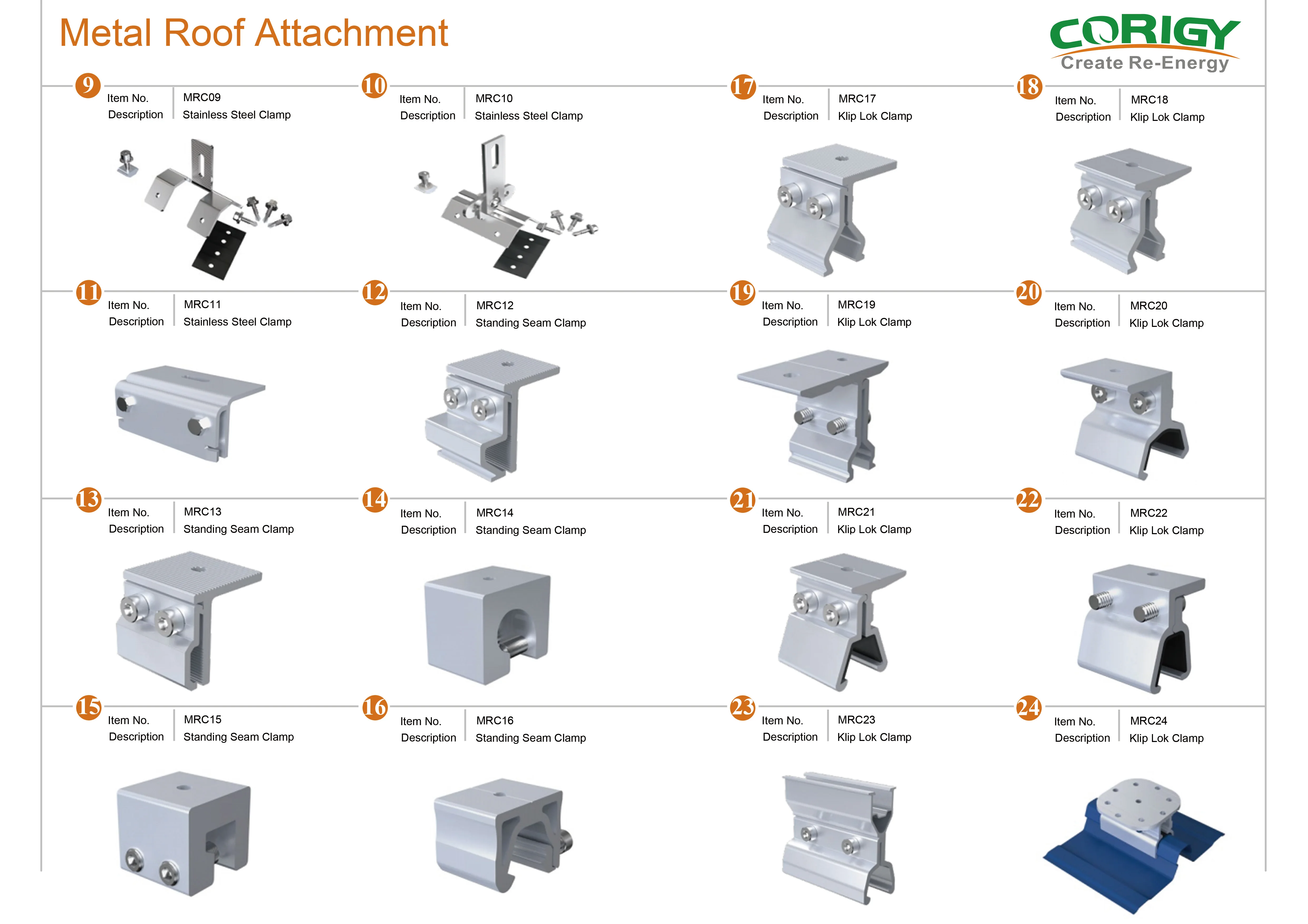 Corigy Solar Mounting System Metal Roof Solar Panel Clamp Aluminum ...