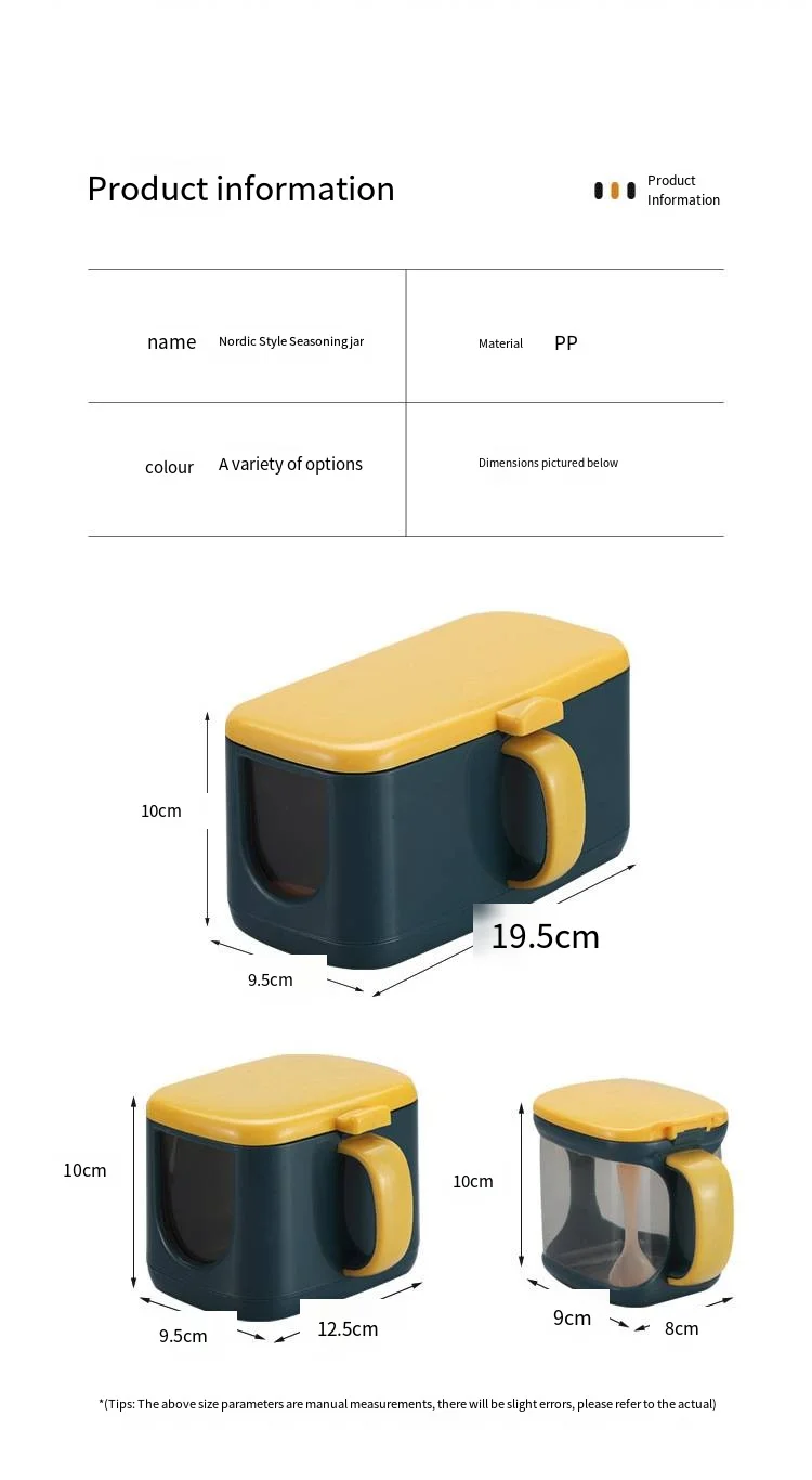 Sub-style taste box Nordic color material box household multi-cell one with spoon seasoning box kitchen manufacture