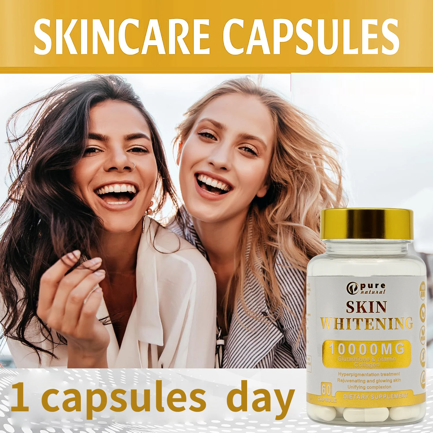 High Quality Customized L-Glutathione Capsule 10000mg Gamme Blanchissante  Pour Blanchir La Peau & Spots Acne Romoved