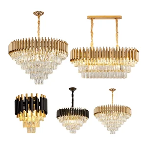 Hotel Gorgeous Golden Iron Crystal Ceiling Chandelier Chandeliers Hanging Lustre Luxury Crystal Pendant Lamp Light