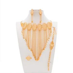 Dongli Jewelry Gorgeous 4 - Piece Jewelry Sets with Circular & Square Laser - Cut Rose Patterns and Elegant Tassels