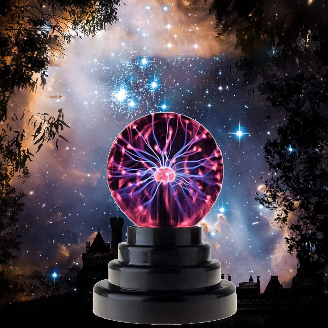 3 Inch Plasma Lamp Touch Sensitive Plasma Globe USB or Battery Powered  Nebula Thunder Lightning Novelty Toy for Kids, image size:1080x1080