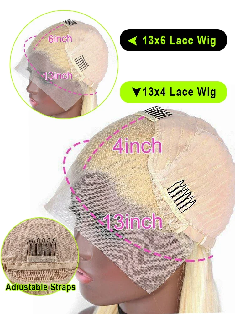 613 HD Lace Frontal Peruk Äkta Hår Honungsblond Transparent Rakt Äkta Hår Lace Front Peruker Äkta Hår_voghion.com