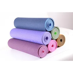Qido оптовая продажа Экологически чистый двухцветный нескользящий коврик для йоги из ТПЭ