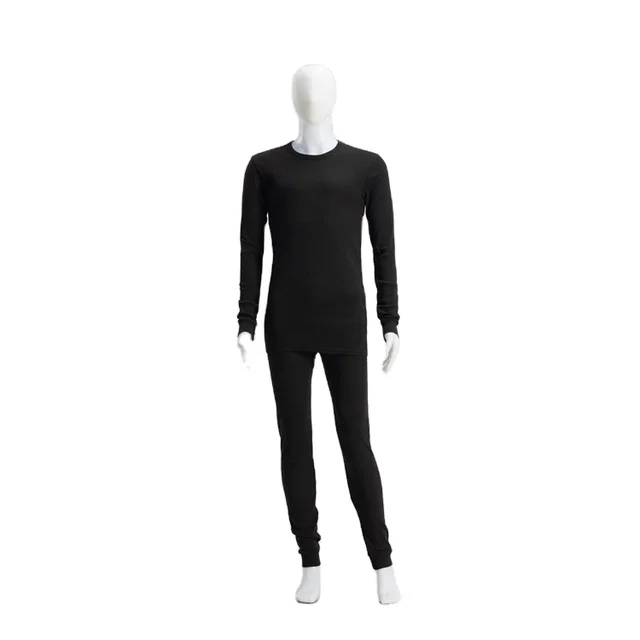 PP staple fiber high performance knit thermal black degradable long sleeve underwear sets for man