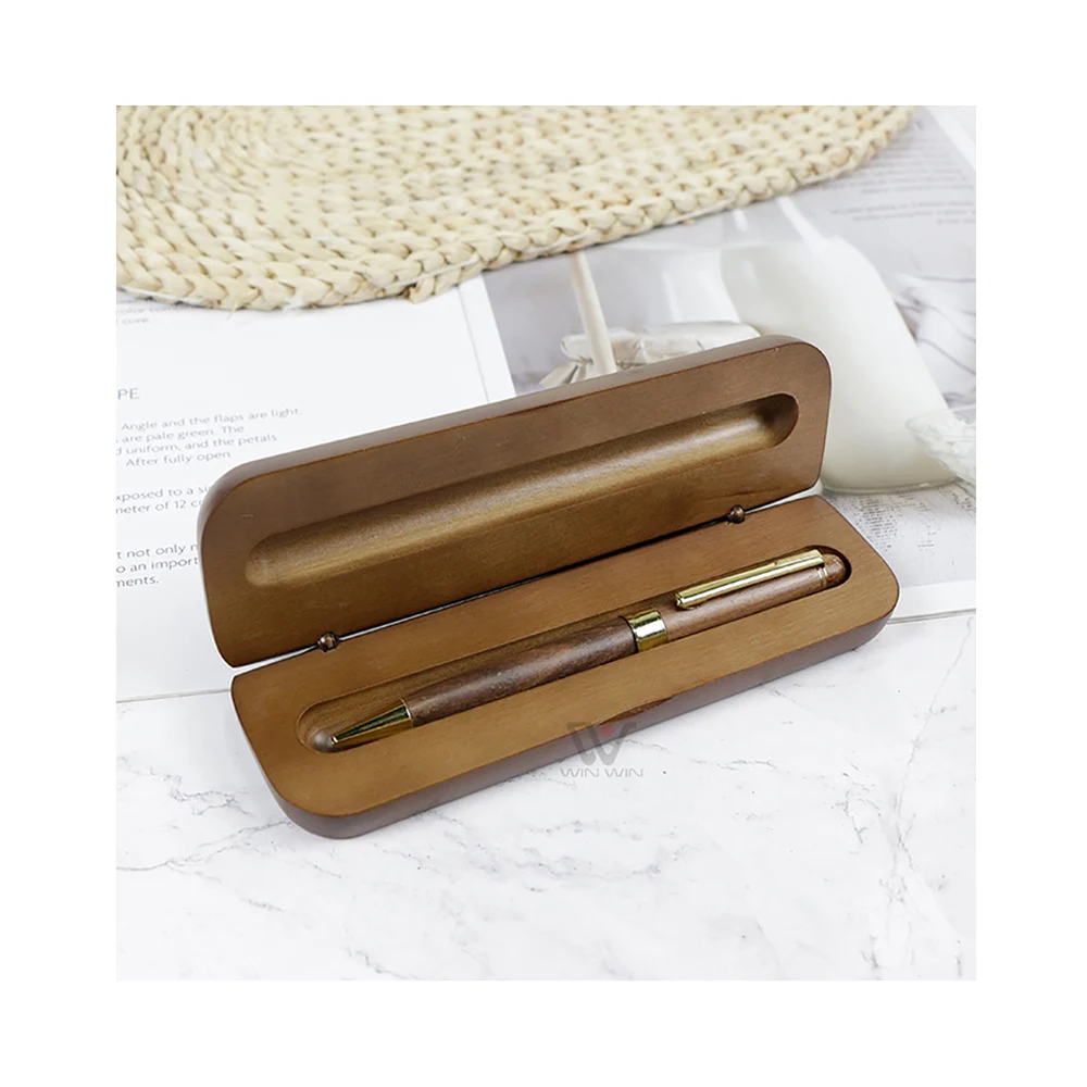 Eco Friendly Cherry Ballpoint Pen with Logo in Matching Wood Gift Box Wooden Pen With Wooden Case