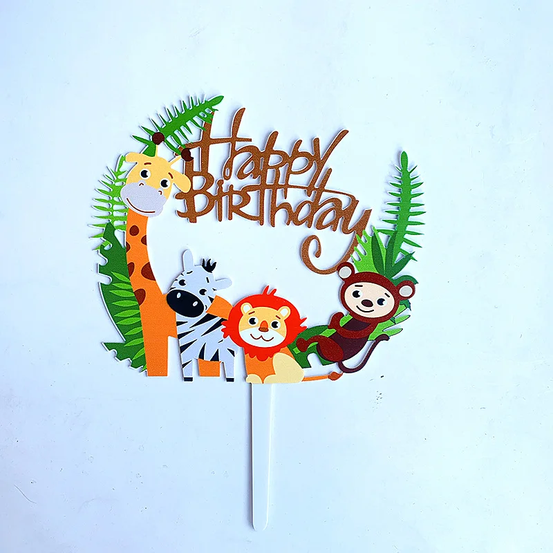 4 Décorations Gâteau Animaux De La Forêt – Girafe, Lion, Singe, Tigre – Pour Anniversaire Enfant Thème Jungle – Non Toxique
