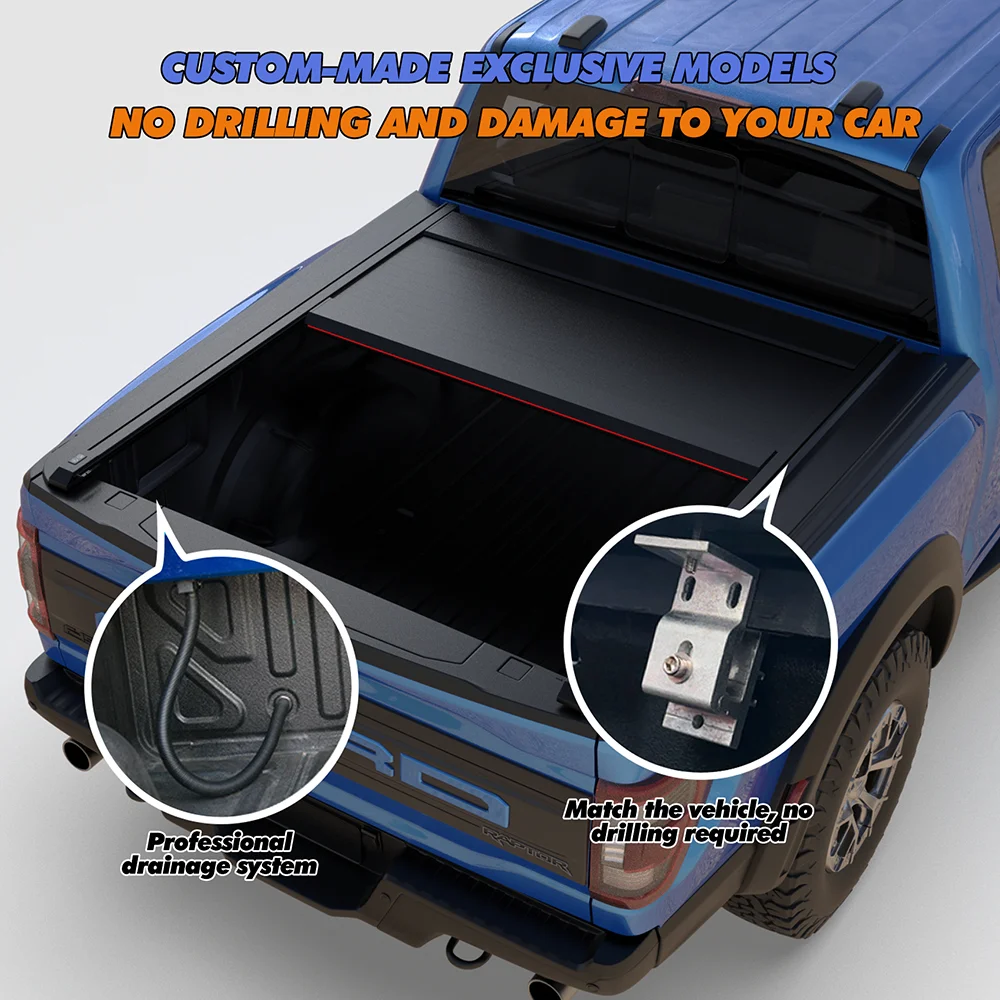 2024 Ford Raptor F150 Xlt Pickup Truck Electric Retractable Tonneau Rear Box Covers 5.5 6.5 ft 2013 2014 F150 Waterproof Locking