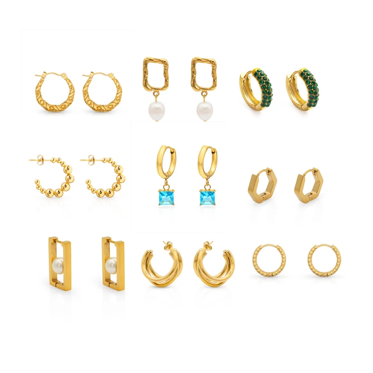 Chunky Filled Stainless Steel Jewelry Waterproof 18k Hypoallergenic Hoop Earrings For Women