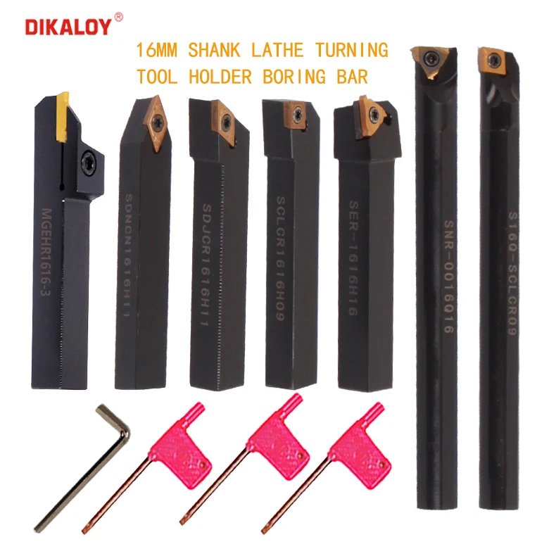 7pcs 16mm Shank Lathe Boring Bar Turning Tools Holders Set With 7pcs ...