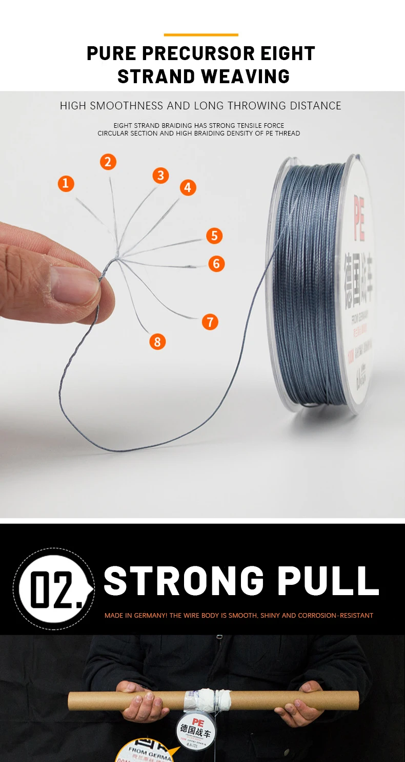 Long Fish Line Saltwater Braided Fishing Line Carbon German Fishing