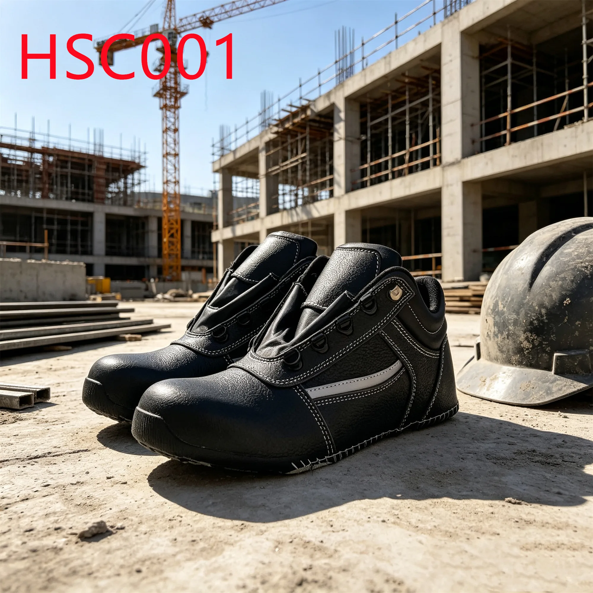 HY,Heavy Industry Reflective Webbing Style Work Boots Vamp Anti-stretch Full Grain Leather Lasted Safety Shoes Upper HSC001