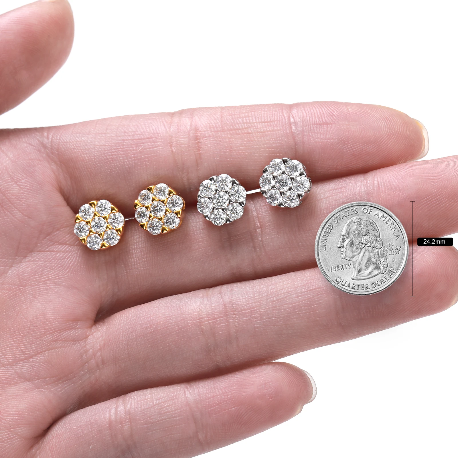 Pass Diamond Tester Moissanite Flower Stud Earrings Fashion Mens 925  Sterling Silver Lab VVS Mossanite Honeycomb Ear Stud