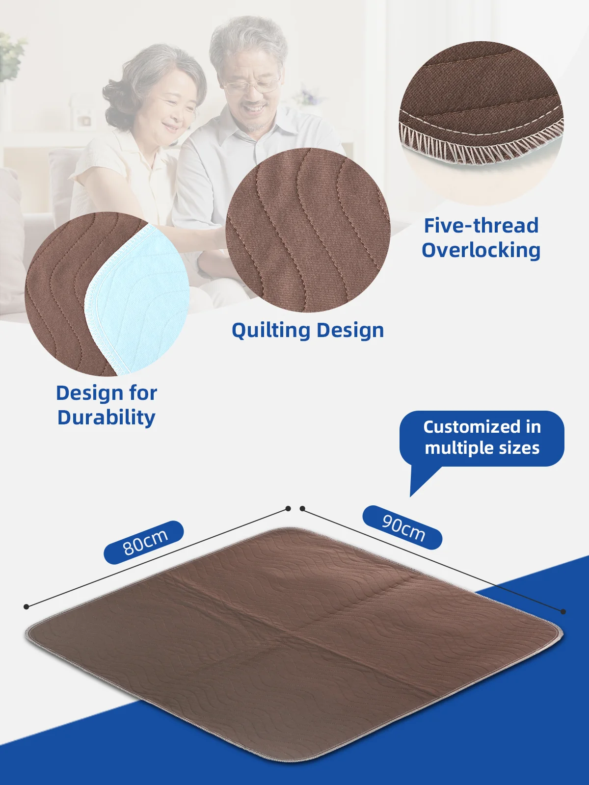 Wholesale Large Waterproof Machine Washable Quilted Bed Mat Knitted In - product detail 1