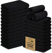 Wholesale 100% Cotton Hair Towels Personalized Logo Terry Bleach Proof  Salon Towels for Barbershop Black Color Size 48*84cm