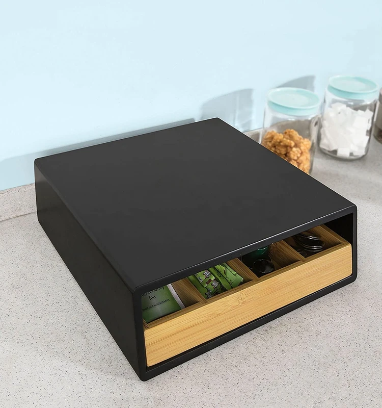 Organisateur Dosettes Café Bambou – Support Tiroir/Comptoir Grande Capacité 40-56 Capsules, Rangement Cuisine Éco Pour Nespresso Et Compatibles