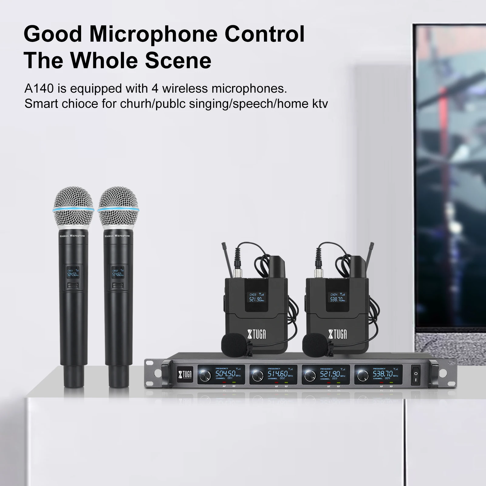 X TUGA ワイヤレスマイク受信機 A140-H Amazon.com: XTUGA A140 4 Channel UHF Wireless Microphone System