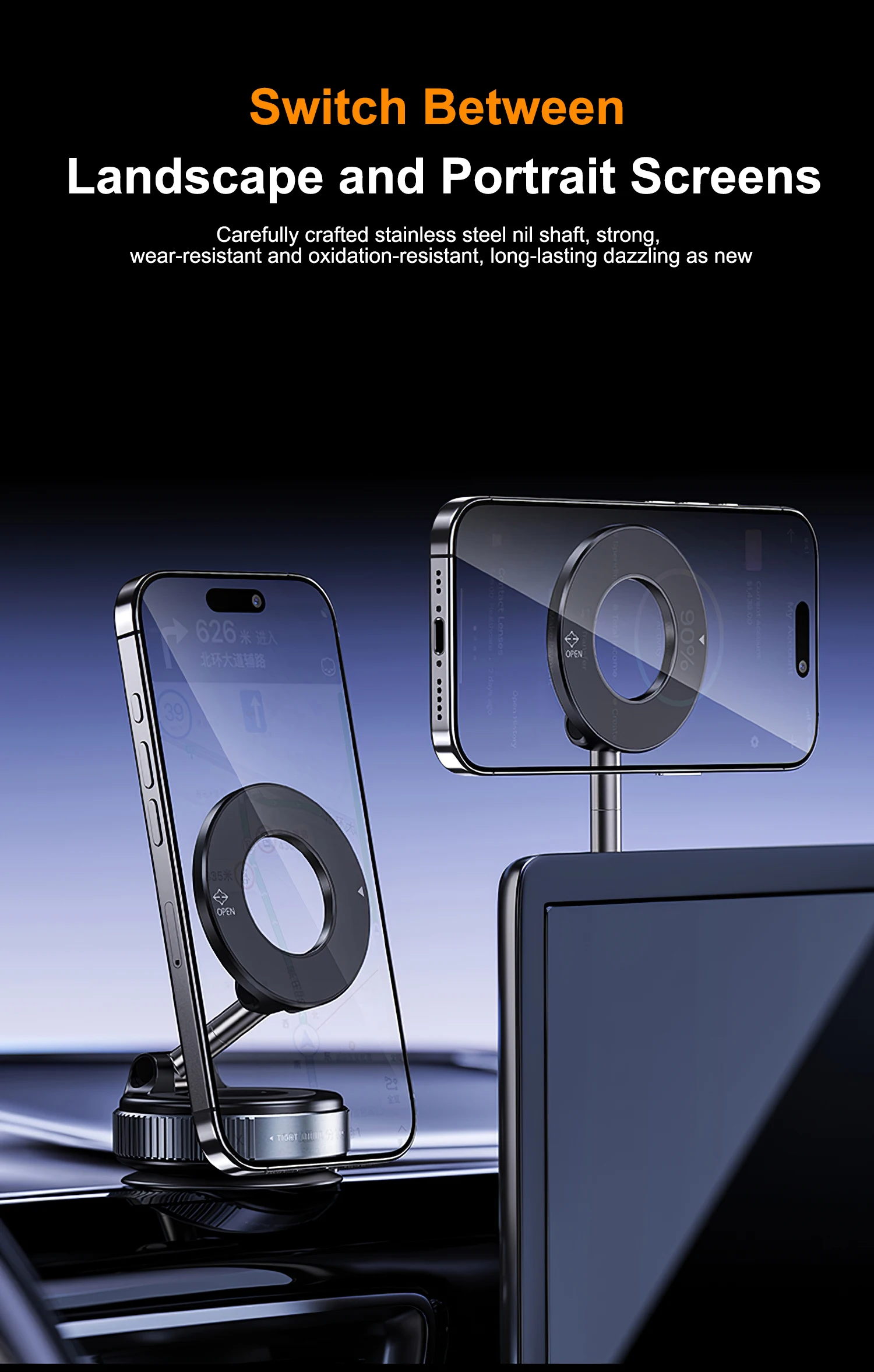 New Universal Silicone Suction Cup Car Phone Holder Stand 360° Rotation Magnetic Windshield Car Dashboard Mobile Phone Holder