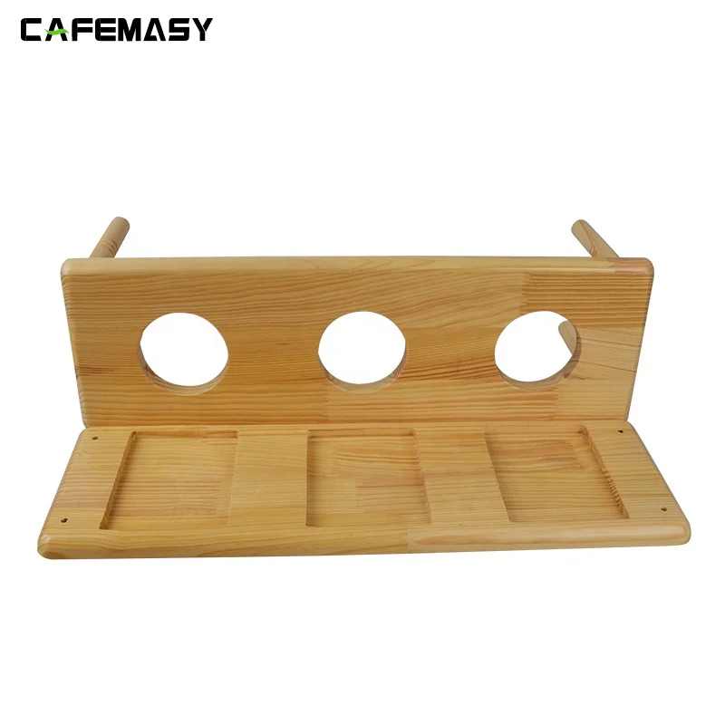 Coffee Pour Over Stand – Bamboo with Blue Accents