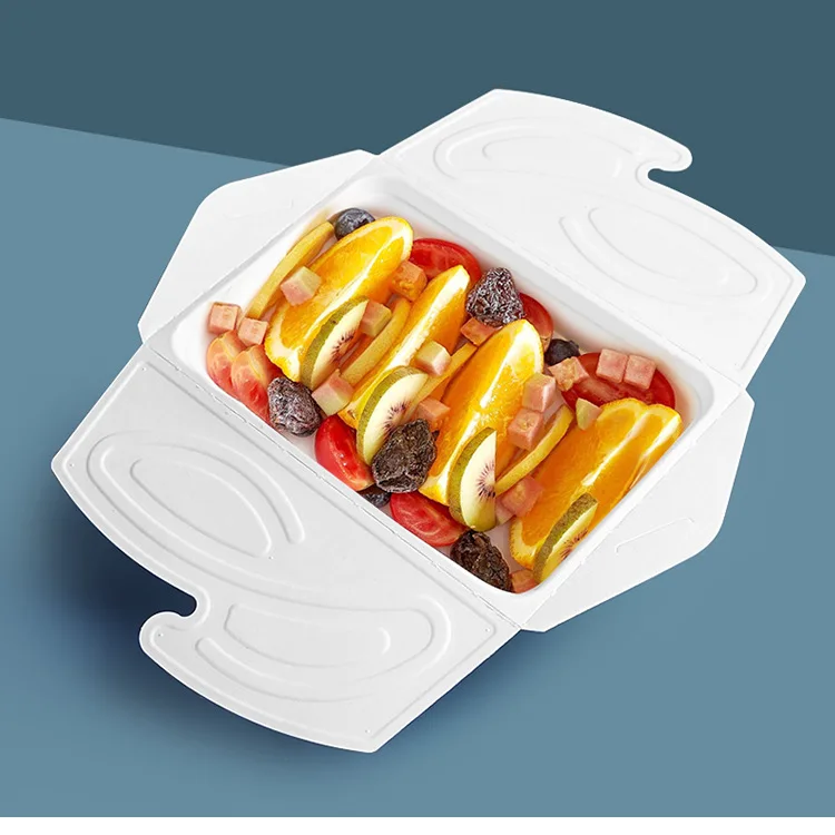 Fast Food Takeaway Container Bio-Degradable Restaurant Containers Bagasse Pulp Clamshell Lunch 2 compartments manufacture