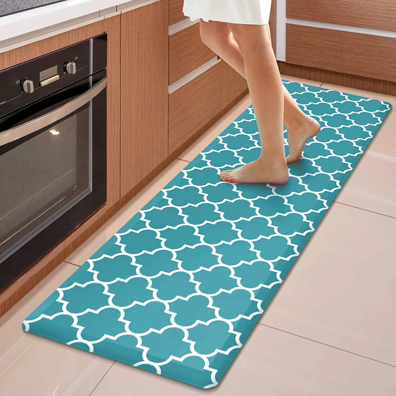 PVC Leather Kitchen Mat Eliminate Fatigue Kitchen Carpet Non-slip Floor Mat  Waterproof and Oil-proof Kitchen Rug