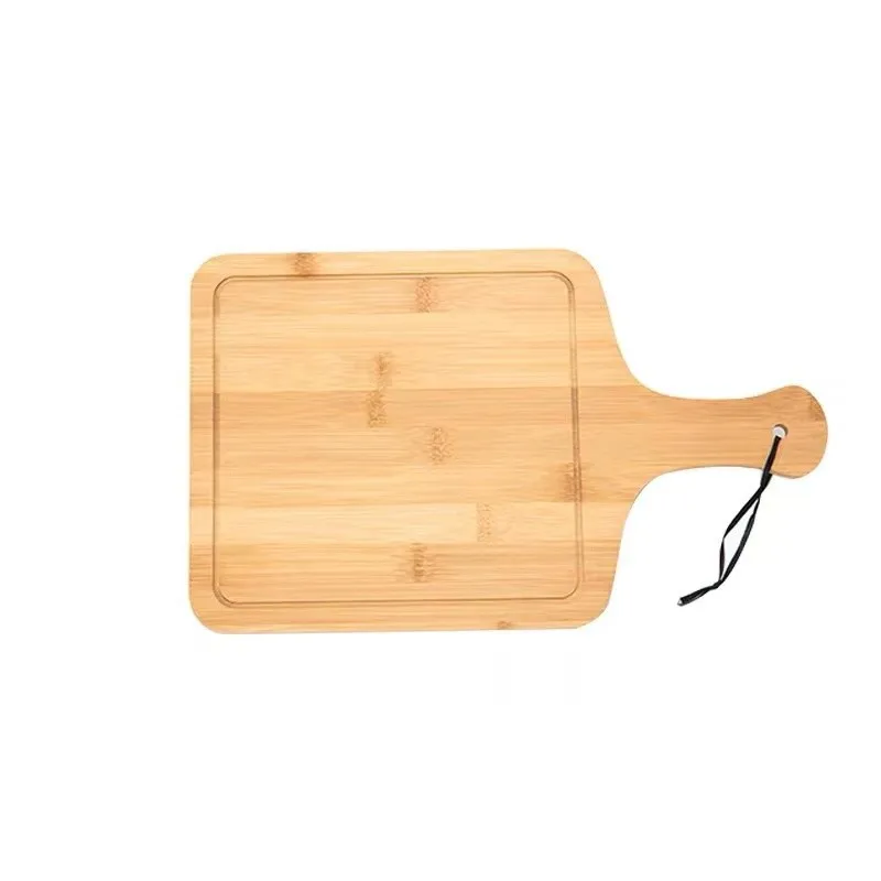 Bamboo Chopping Block Rectangle Wood Steak Board with Handle Hanging Hole for Serving Bread Cheese Plates Dishes