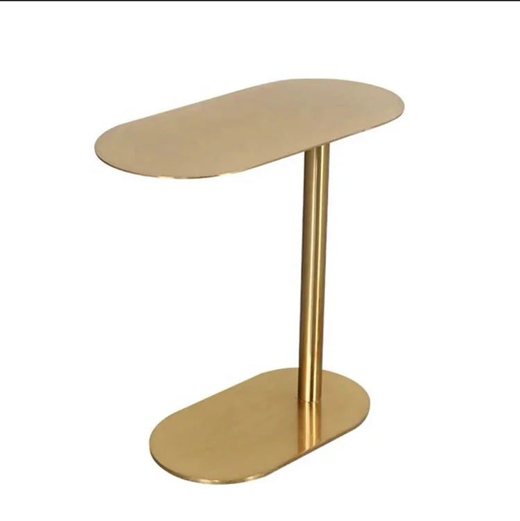 Modern Luxury Gold Oval Ellipse Smart End Table Living Room Side Table Stainless Steel Coffee