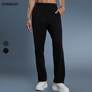 Evaricky Side Pocket Yoga Wear Women Trousers Soft Elastic Sportswear Sweatpants Jogging Pants Sweat-Wicking Breathable Four-Way