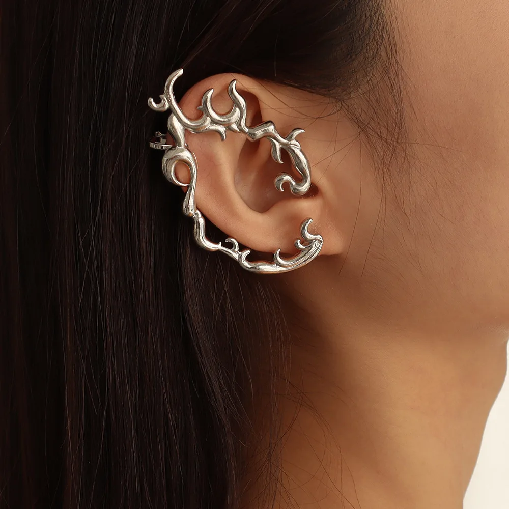 Cold Wind Creative Design Non Pierced Ear Elf Fairy Ear Cuff Clip Irregular Geometric Clip on Earrings Jewelry Accessories