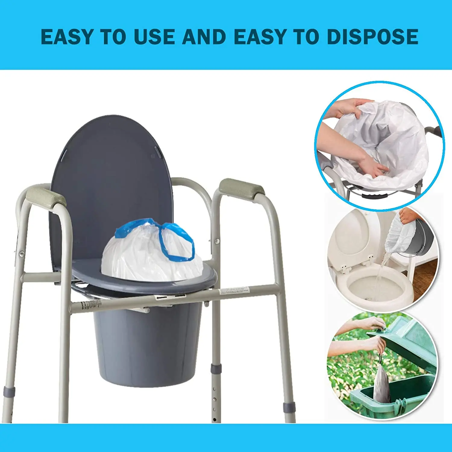 Disposable Bedpan Plastic Bag Bedside Commode Liners With Absorbent Pad