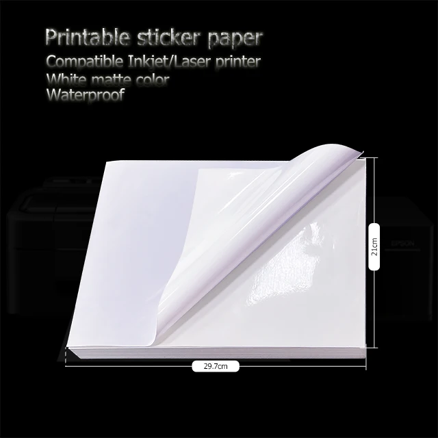 Papier Autocollant Transparent A4 - 100 Feuilles Film Adhésif Imprimable Jet D'Encre & Laser
